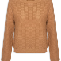 Suéter Feminino Oversized Texturizado - Marrom