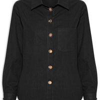 Camisa Feminina Detalhe Botões - Preto