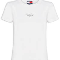 Camiseta Feminina Manga Curta Slim Ess Logo - Branco