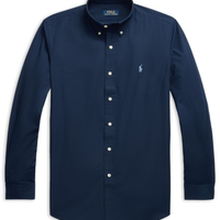 Camisa Masculina Manga Longa Custom Poplin Logo Bordado - Azul