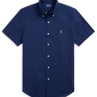 Camisa Masculina Manga Curta Custom Poplin Logo Bordado - Azul