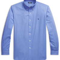 Camisa Masculina Manga Longa Custom Poplin Logo Bordado - Azul