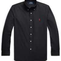 Camisa Masculina Manga Longa Custom Poplin Logo Bordado - Preto