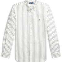 Camisa Masculina Manga Longa Oxford Custom Fit Logo - Branco