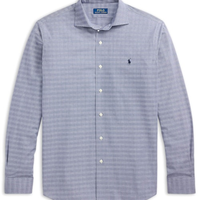 Camisa Masculina Manga Longa Custom Fit Xadrez Poplin - Azul