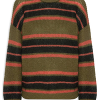 Suéter Feminino Over Tricot Listras - Marrom