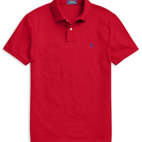 Polo Masculina Manga Curta Slim Fit Logo Bordado - Vermelho