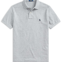Polo Masculina Manga Curta Slim Fit Logo Bordado - Cinza