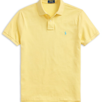 Polo Masculina Manga Curta Slim Fit Logo Bordado - Amarelo