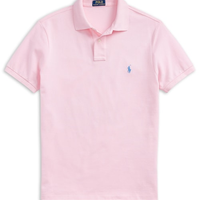 Polo Masculina Manga Curta Slim Fit Logo Bordado - Rosa