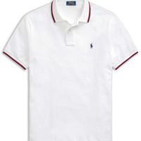 Polo Masculina Manga Curta Com Friso - Branco