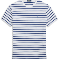 Camiseta Masculina Manga Curta Listras Slim Fit - Branco