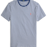 Camiseta Masculina Manga Curta Listras Slim Fit - Azul