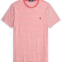 Camiseta Masculina Manga Curta Listras Slim Fit - Vermelho