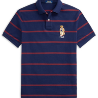 Polo Masculina Manga Curta Listras Bear - Azul