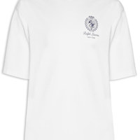 Camiseta Masculina Manga Curta Bordado Preppy - Branco