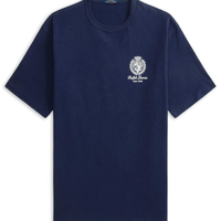Camiseta Masculina Manga Curta Bordado Preppy - Azul