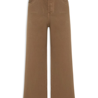 Calça Feminina Sarja Wide Cintura Alta - Marrom