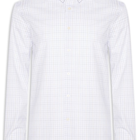 Camisa Masculina Casual Em Tricoline Mini Quadros - Azul