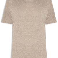Camiseta Masculina Malha Tricot Gola Careca - Bege