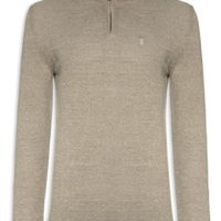 Suéter Masculino Tricot Liso Meio Zíper - Marrom