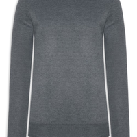 Suéter Masculino Tricot Gola Redonda Básico - Cinza