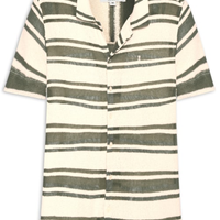 Camisa Masculina Manga Curta Tricot Maxi Listras - Verde