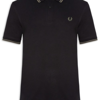 Polo Masculina Twin Tipped Regular Fit Em Piquet De Algodão - Preto
