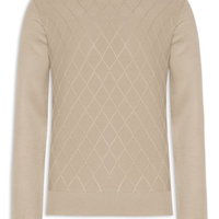 Tricot Masculino Gola Redonda Texturizado - Bege