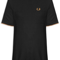 Camiseta Masculina Regular Fit Detalhe Bolso Em Piquet De Algodão - Preto