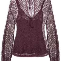Bata Tricot Rendado Marrom