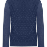 Tricot Masculino Gola Redonda Texturizado - Azul