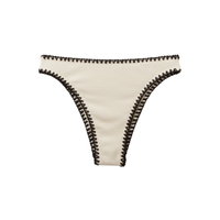 Calcinha Brasileira De Cintura Alta Bicolor Embroidery - Off-White