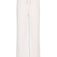 Calça Feminina Reta Canelada Aveludada - Off White