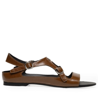 Sandália Rasteira Lizard Print Buckle - Marrom