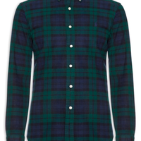 Camisa Masculina Manga Longa Oxford Slim Fit Logo - Azul
