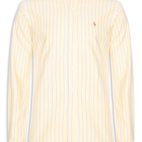 Camisa Masculina Manga Longa Oxford Custom Fit Logo Amarelo