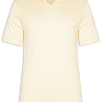 Polo Masculina Interlock Gola V Duplo Em Algodão Pima - Amarelo