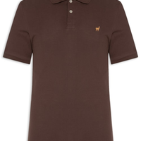 Polo Masculina Lhama Em Malha Piquet - Marrom