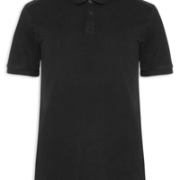 Polo Masculina Slim Recorte Logo Ombro Preto