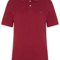 Polo Masculina Lhama Em Malha Piquet - Vermelho