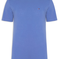 Camiseta Masculina Básica Bandeira Alongada Regular Fit Em Algodão Azul