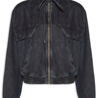 Jaqueta Feminina Jeans Bomber Recortes - Azul