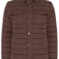 Jaqueta Masculina Puffer Com Bolso - Marrom