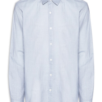 Camisa Masculina Casual Fio Tinto Mini Listra New - Azul