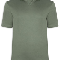 Polo Masculina Interlock Gola V Duplo Em Algodão Pima - Verde
