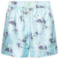 Short Feminino Printed Silk Twill Elasticated - Azul
