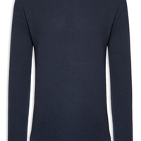 Suéter Tricot Masculino Gola Redonda Texturizada - Azul