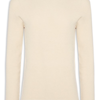 Suéter Tricot Masculino Gola Redonda Texturizada - Bege
