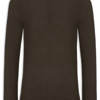 Suéter Tricot Masculino Gola Redonda Det Ombro - Marrom